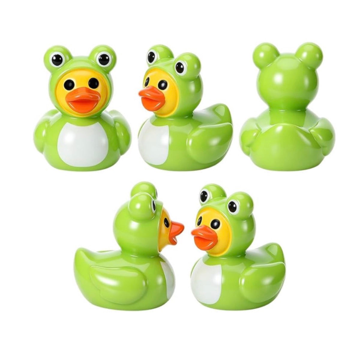 Set of 5, Frog Costume Themed Mini Resin Ducks, Magnetic or Non-Magnetic, Optional Personalized Duck Hiding Tags