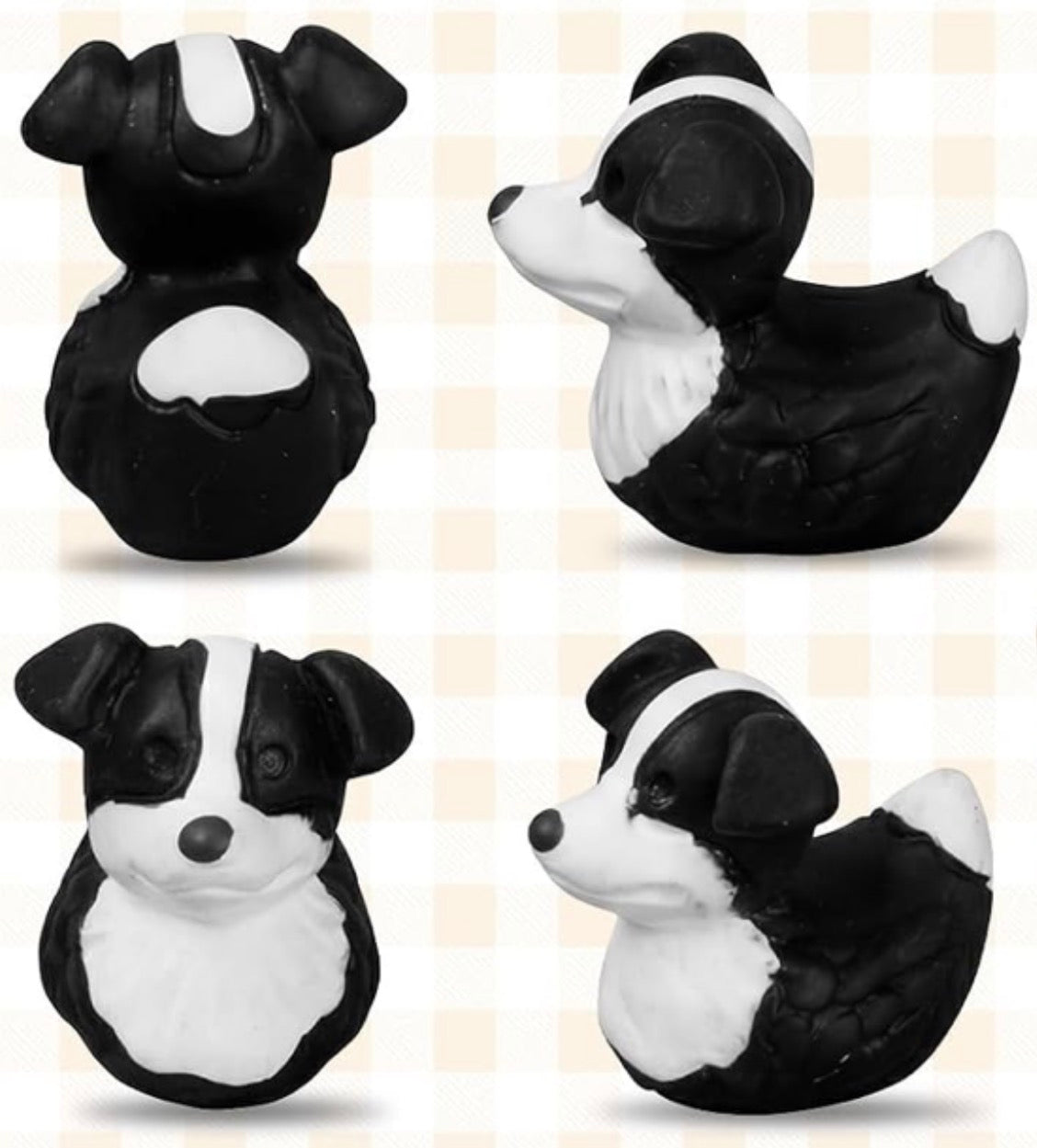 A0-Set of 5, Border Collie Dog Themed Mini Resin Ducks, Magnetic or Non-Magnetic, Optional Personalized Duck Hiding Tags