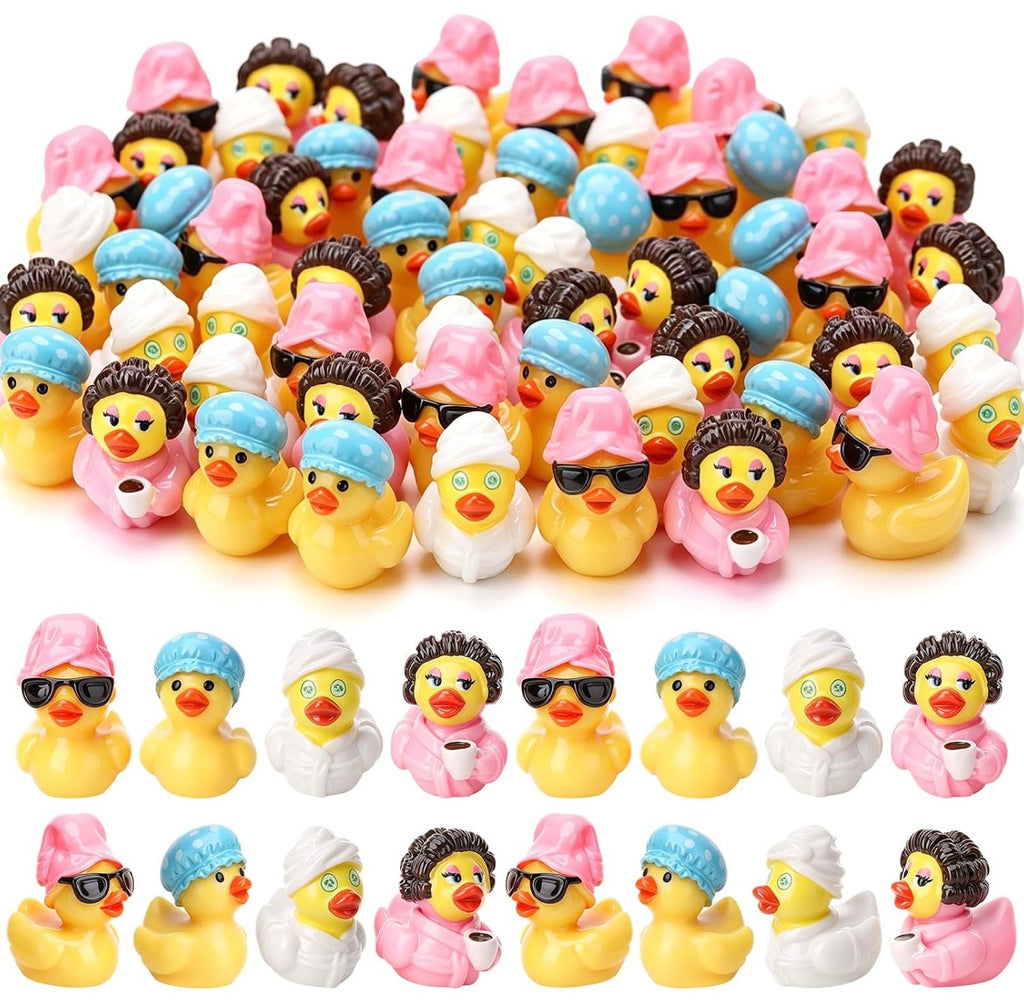 8 Piece Leisure Time Mini Resin Ducks – Spa & Self Care Duck Figurines – Cruise Duck & Jeep Duck Hiding Set – Fairy Garden Décor – Optional Magnets