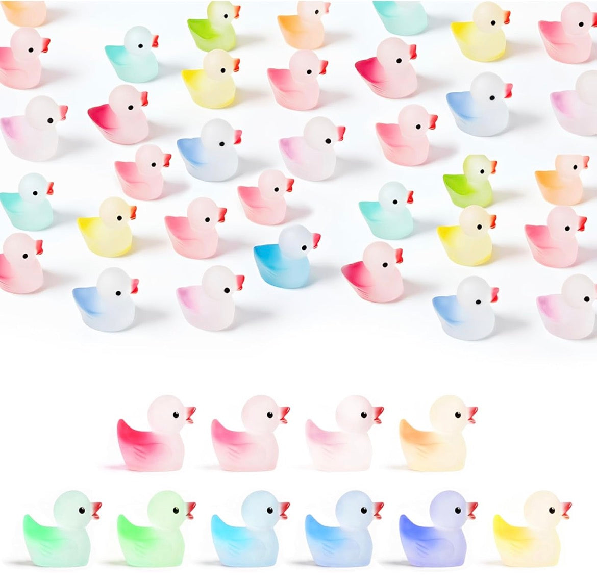 Mini Resin Ducks – Set of 10 Ombré Mini Resin Duck Figurines, Tiny Pastel Ducks for Cruise Ducking, Fairy Gardens, Party Favors, DIY Crafts, Dollhouses & Collecting