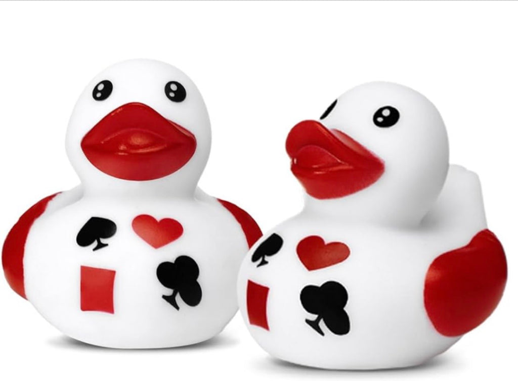 CASINO POKER Rubber Duck Gift Set of 5 | 2 Inch Ducks with Organza Bags & Ducked Cards | Ready to Gift & Hide | Duck Exchange Favors