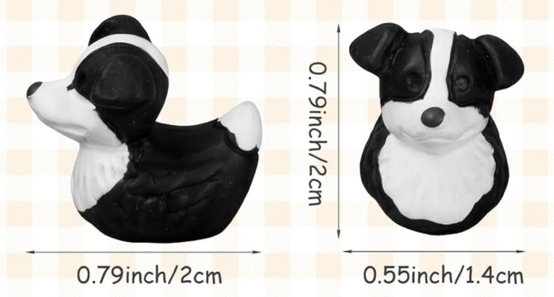 A0-Set of 5, Border Collie Dog Themed Mini Resin Ducks, Magnetic or Non-Magnetic, Optional Personalized Duck Hiding Tags