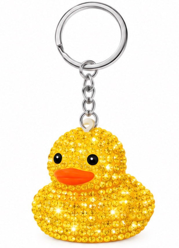 Handmade Bling Rubber Duck Keychain – Rhinestone Duck Bag Charm – Choose Your Color or Set of 6 – Sparkly Duck Lover Gift