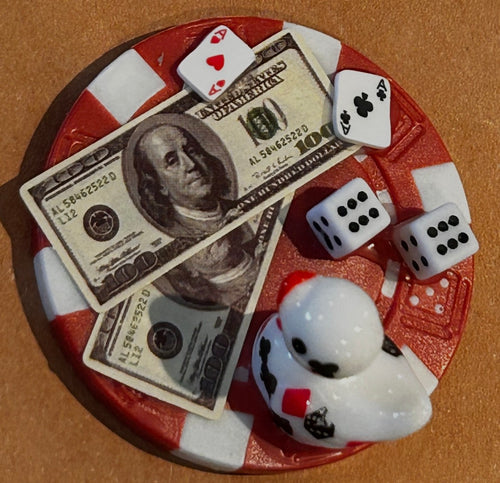 2pc Set Red & White Magnetic Mini Resin Duck Poker Chips, Casino Duck Magnets, Poker Night Decor, Mini Duck Collectible, Casino Lover Gift