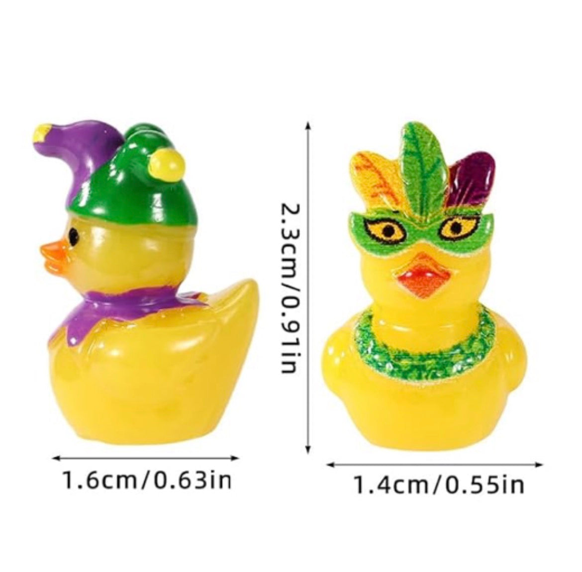 Set of 8, Mardi Gras New Orleans Themed Mini Resin Ducks, Magnetic or Non-Magnetic, Optional Personalized Duck Hiding Tags