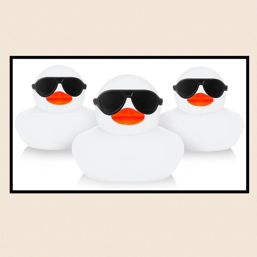 Paint Your Own Duck Kit – 3 White Rubber Ducks, 8 Acrylic Paints & 3 Brushes – DIY Duck Craft Kit with Detachable Sunglasses