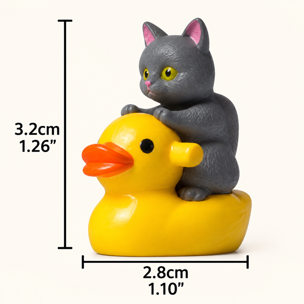 Set of 5, Larger Kitten & Duck Themed Mini Resin Ducks, Magnetic or Non-Magnetic, Optional Personalized Duck Hiding Tags