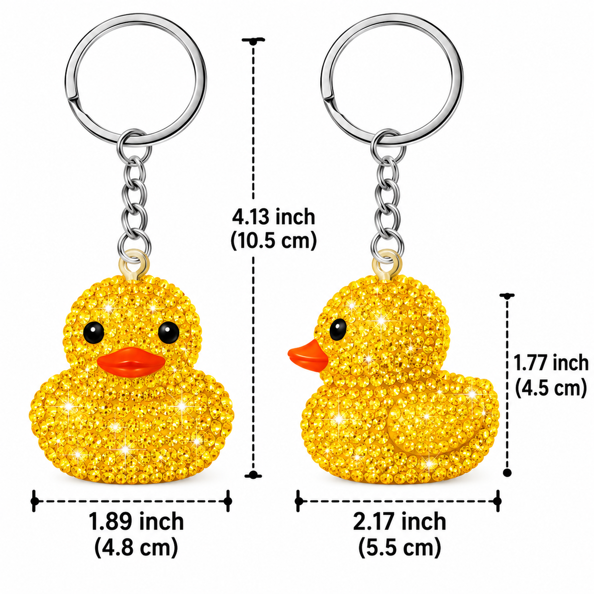 Handmade Bling Rubber Duck Keychain – Rhinestone Duck Bag Charm – Choose Your Color or Set of 6 – Sparkly Duck Lover Gift