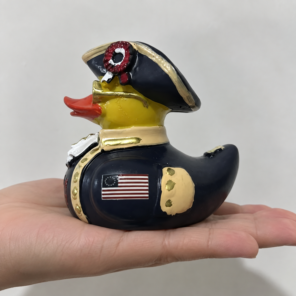 Hand Painted Patriotic Resin Duck – 1776–2026 250th Anniversary Colonial Duck – Americana Décor – Large Collectible Duck