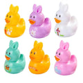 Set of 6, Easter Bunny Themed Mini Resin Ducks, Magnetic or Non-Magnetic, Optional Personalized Duck Hiding Tags