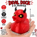 3D Printed Devil Duck – Handmade Red Demon Rubber Duck Style Figurine – Horned Duck Collectible – Halloween Gothic Desk Decor – Duck Gift
