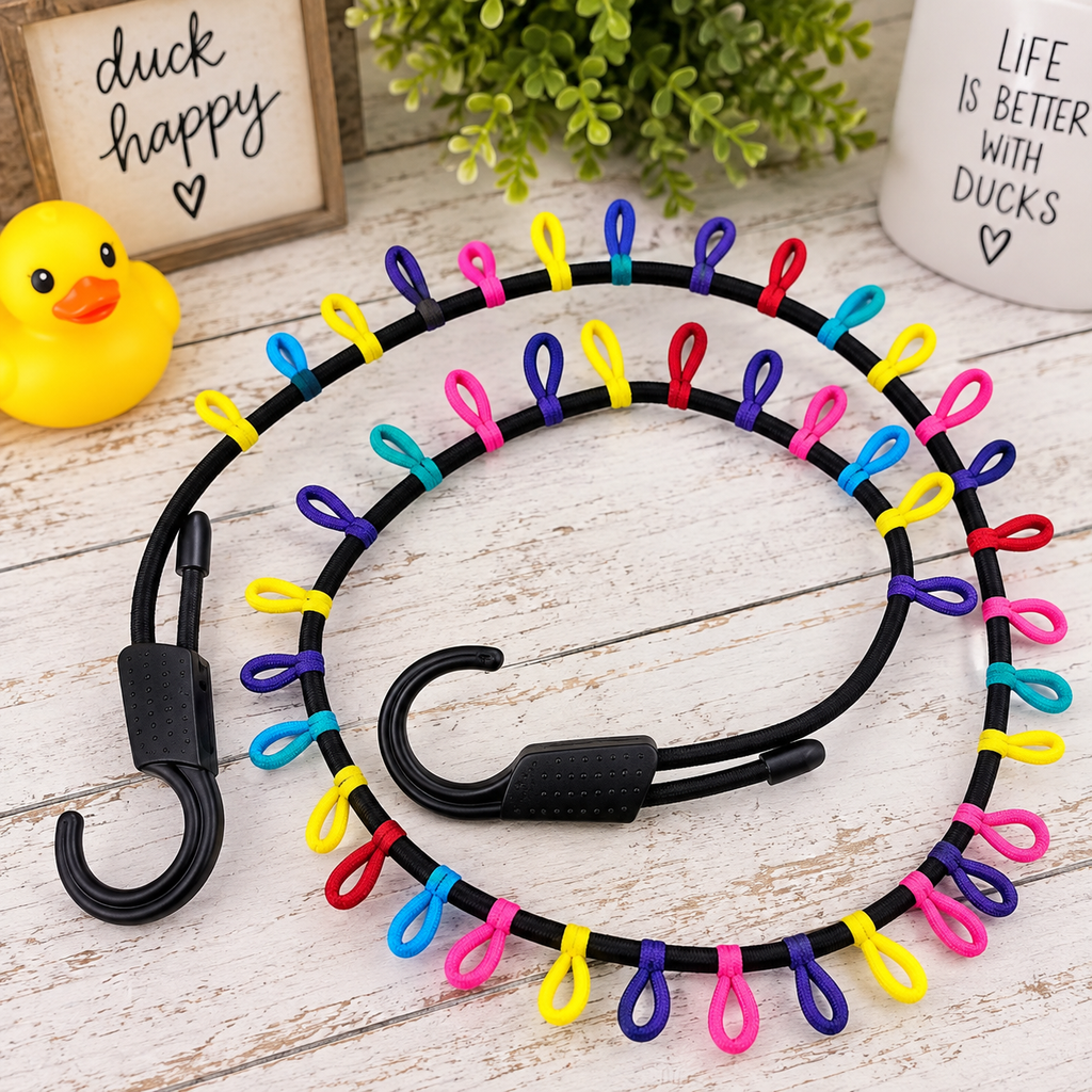 Handmade Paracord Rubber Duck Holder for Vehicle – Adjustable Duck Display Cord with Colorful Elastic Loops – Car Duck Accessories