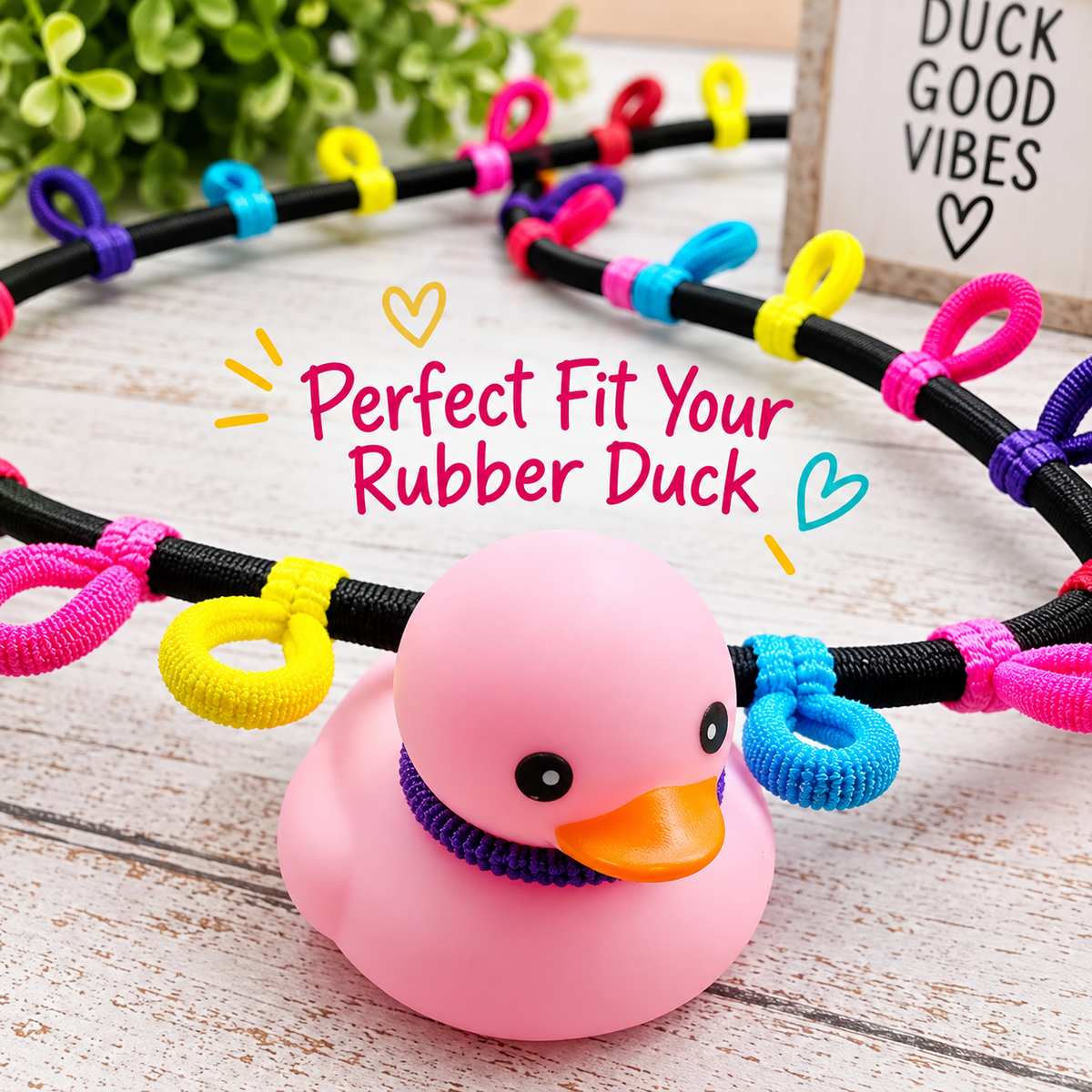 Handmade Paracord Rubber Duck Holder for Vehicle – Adjustable Duck Display Cord with Colorful Elastic Loops – Car Duck Accessories