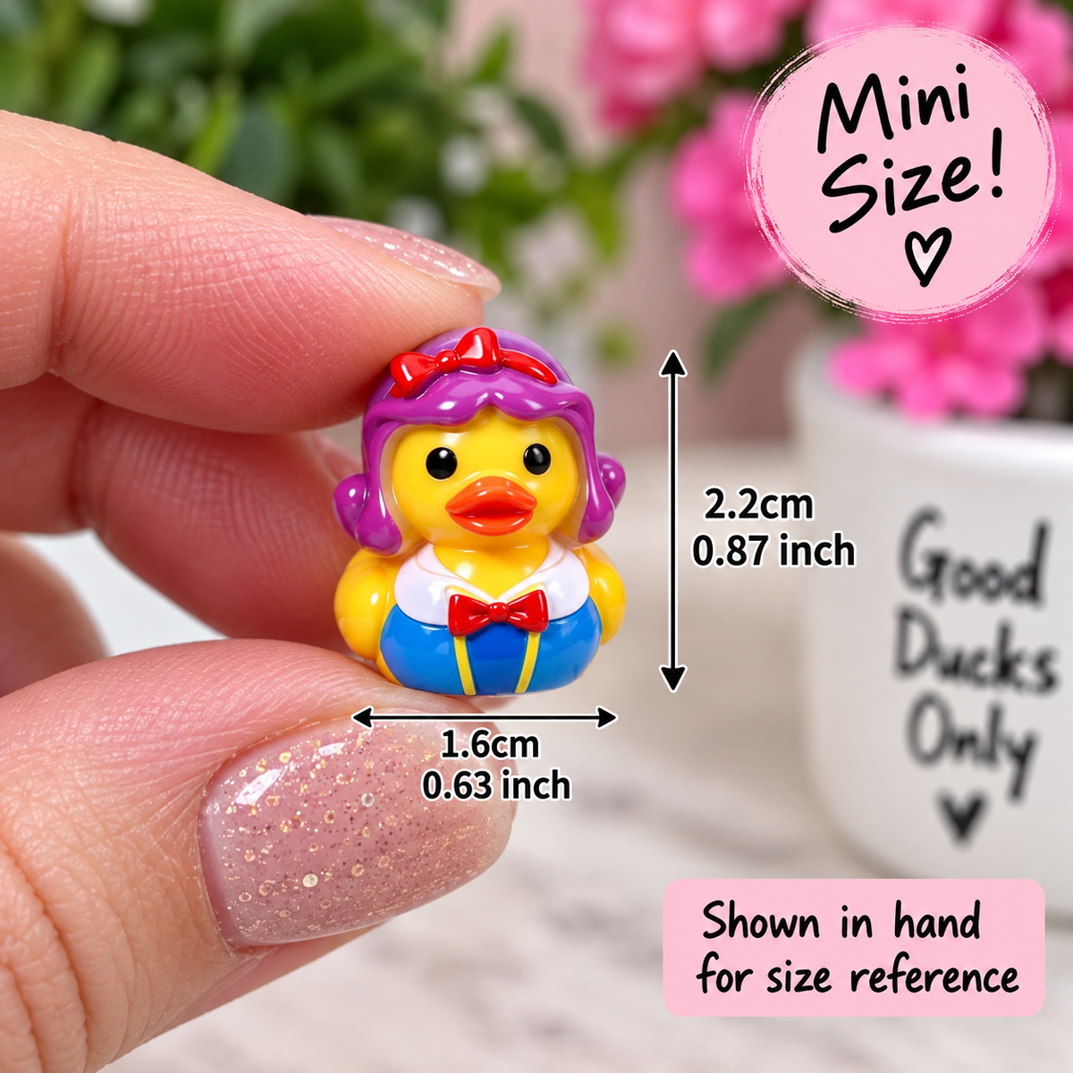 Set of 5, Fairytale Princess Themed Mini Resin Ducks, Magnetic or Non-Magnetic, Optional Personalized Duck Hiding Tags