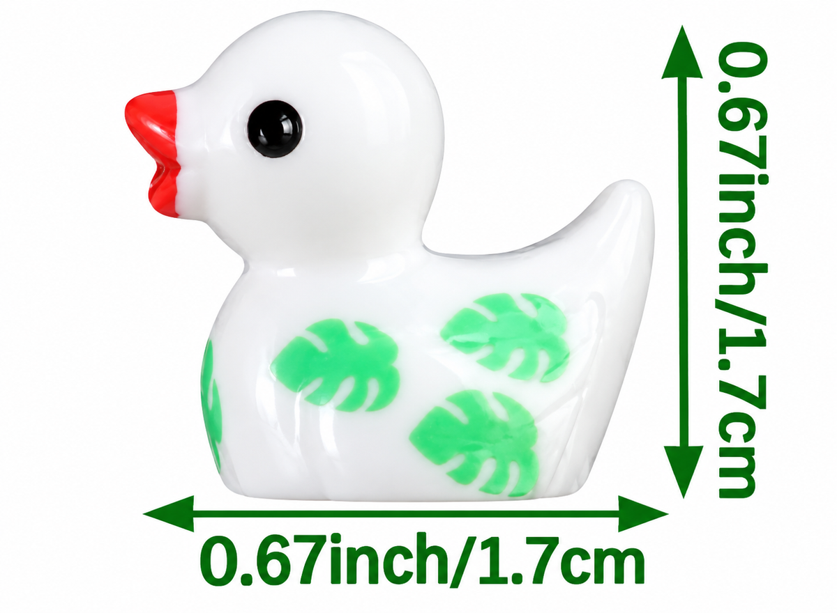 Set of 6, Green Leaves/Palms Themed Mini Resin Ducks, Magnetic or Non-Magnetic, Optional Personalized Duck Hiding Tags
