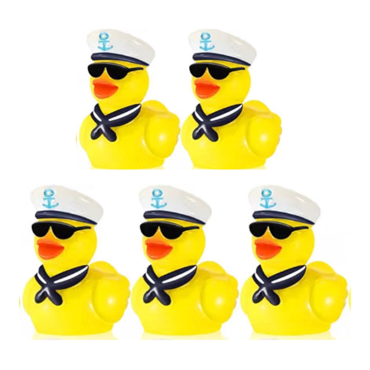 Set of 5, Yellow Sailor Themed Mini Resin Ducks, Magnetic or Non-Magnetic, Optional Personalized Duck Hiding Tags