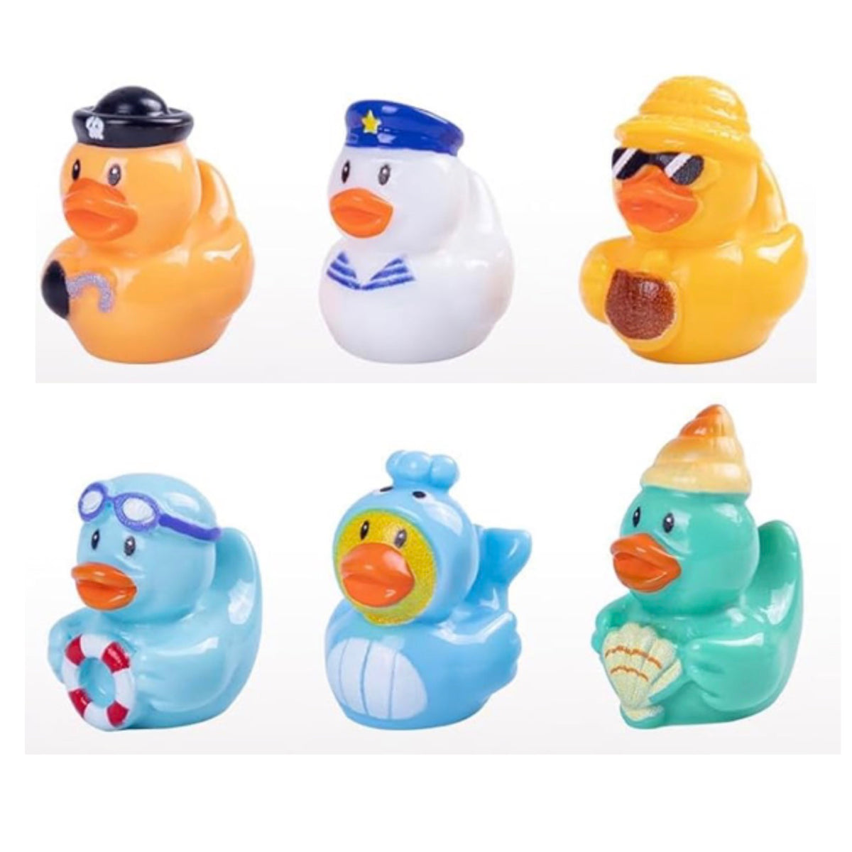 Set of 6, Ocean and Sea Themed Mini Resin Ducks, Magnetic or Non-Magnetic, Optional Personalized Duck Hiding Tags