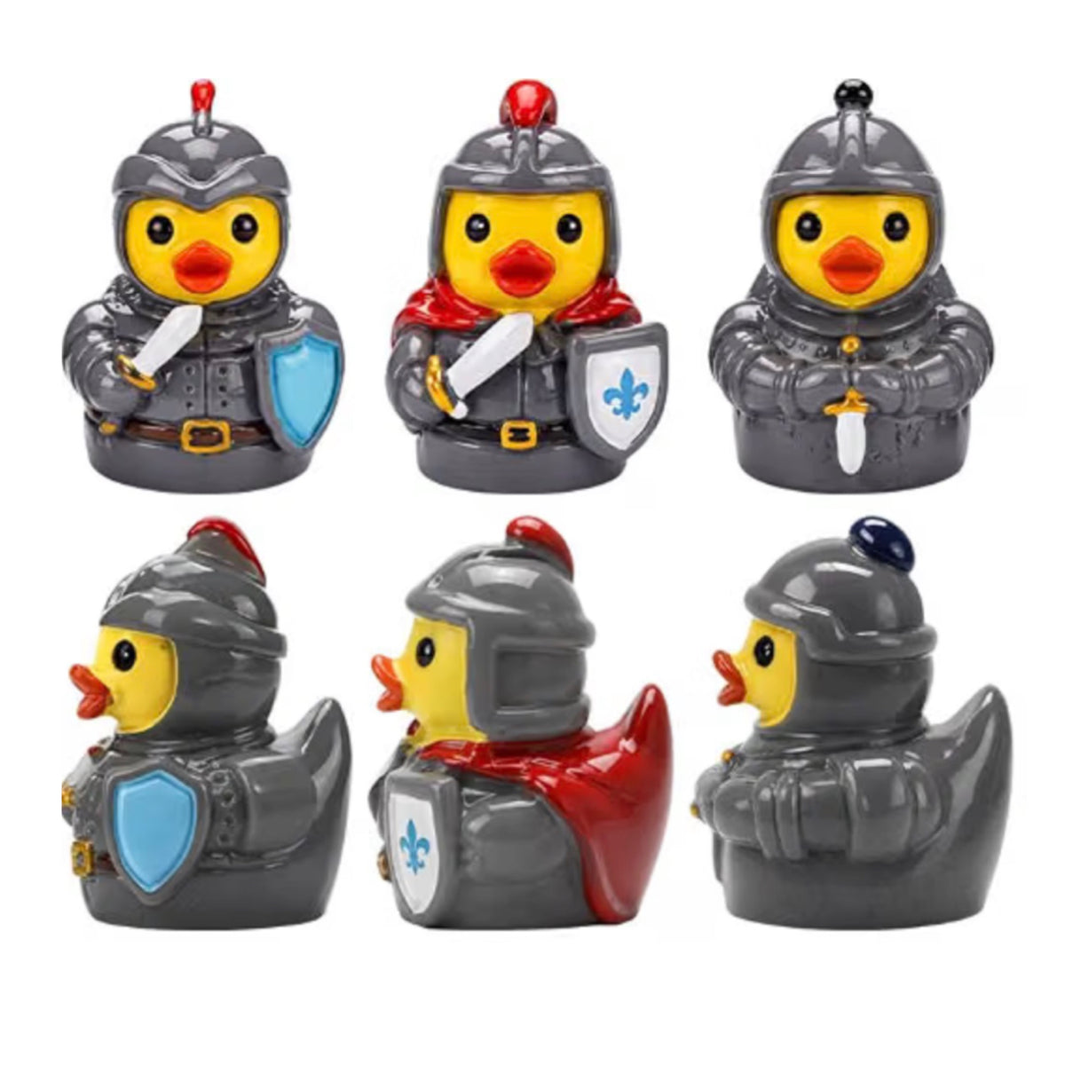 Set of 6, Medieval Knight Costume Themed Mini Resin Ducks, Magnetic or Non-Magnetic, Optional Personalized Duck Hiding Tags