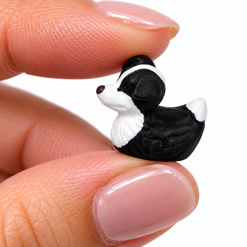 A0-Set of 5, Border Collie Dog Themed Mini Resin Ducks, Magnetic or Non-Magnetic, Optional Personalized Duck Hiding Tags