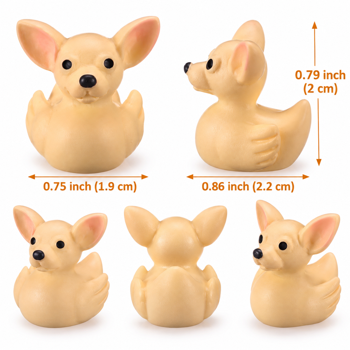 A0-Set of 5, Chihuahua Dog Themed Mini Resin Ducks, Magnetic or Non-Magnetic, Optional Personalized Duck Hiding Tags