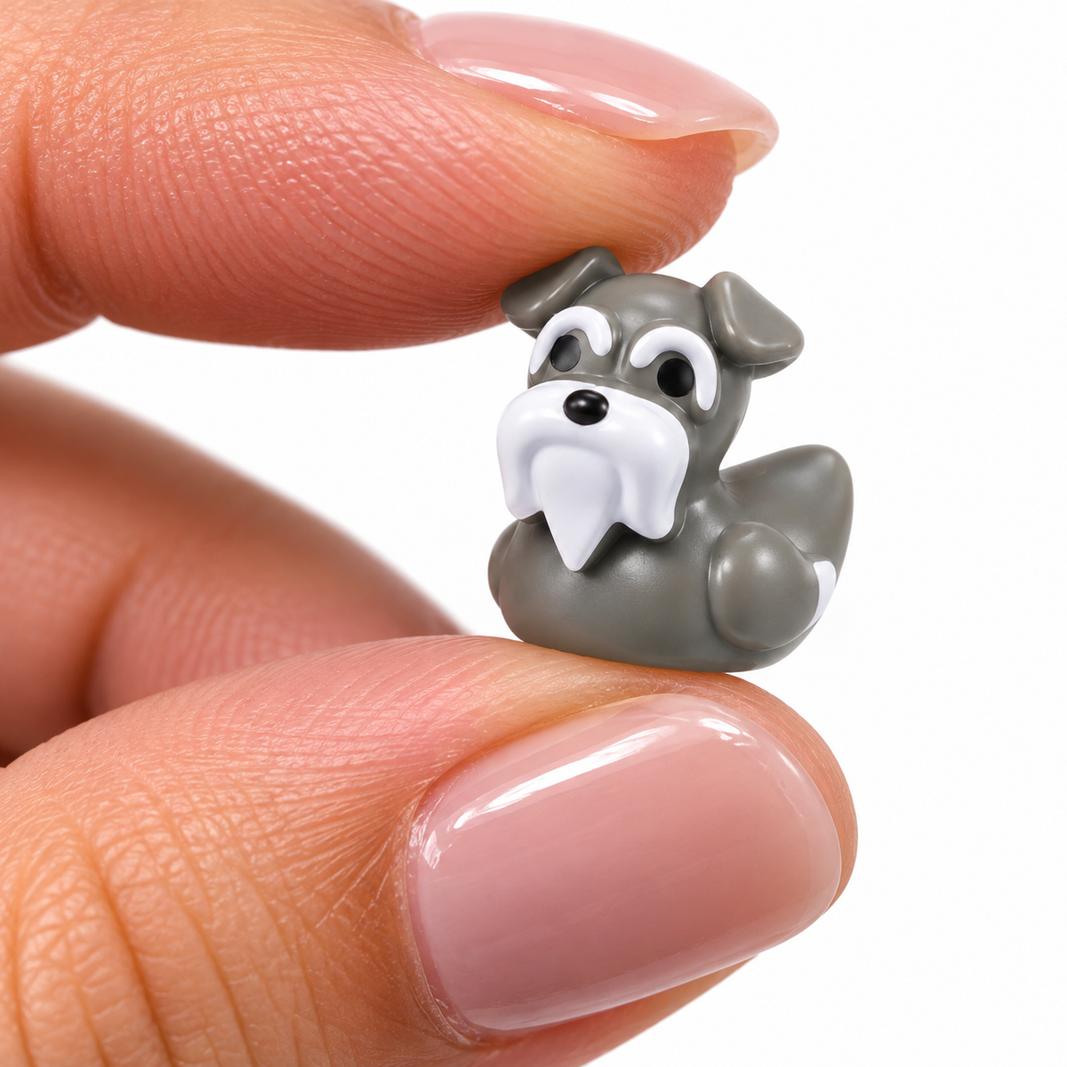 A0-Set of 5, Schnauzer Dog Themed Mini Resin Ducks, Magnetic or Non-Magnetic, Optional Personalized Duck Hiding Tags