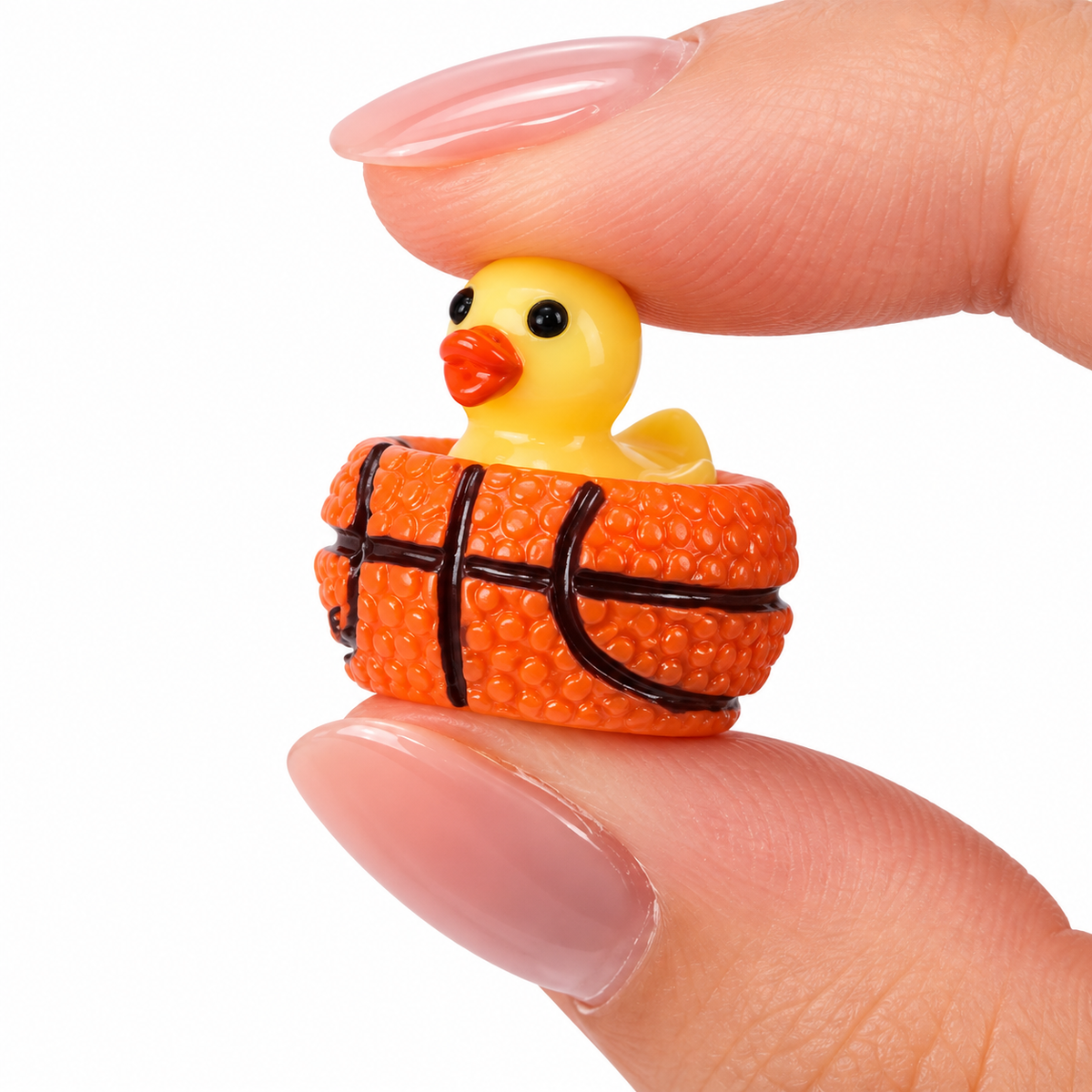 A0-Set of 6, Basketball Themed Mini Resin Ducks, Magnetic or Non-Magnetic, Optional Personalized Duck Hiding Tags
