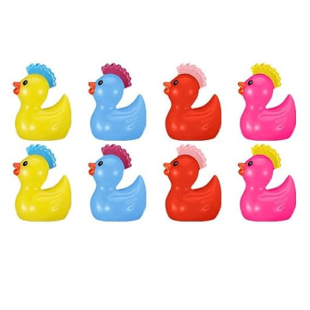 A0-Set of 8, Punk Mohawk Themed Mini Resin Ducks, Magnetic or Non-Magnetic, Optional Personalized Duck Hiding Tags
