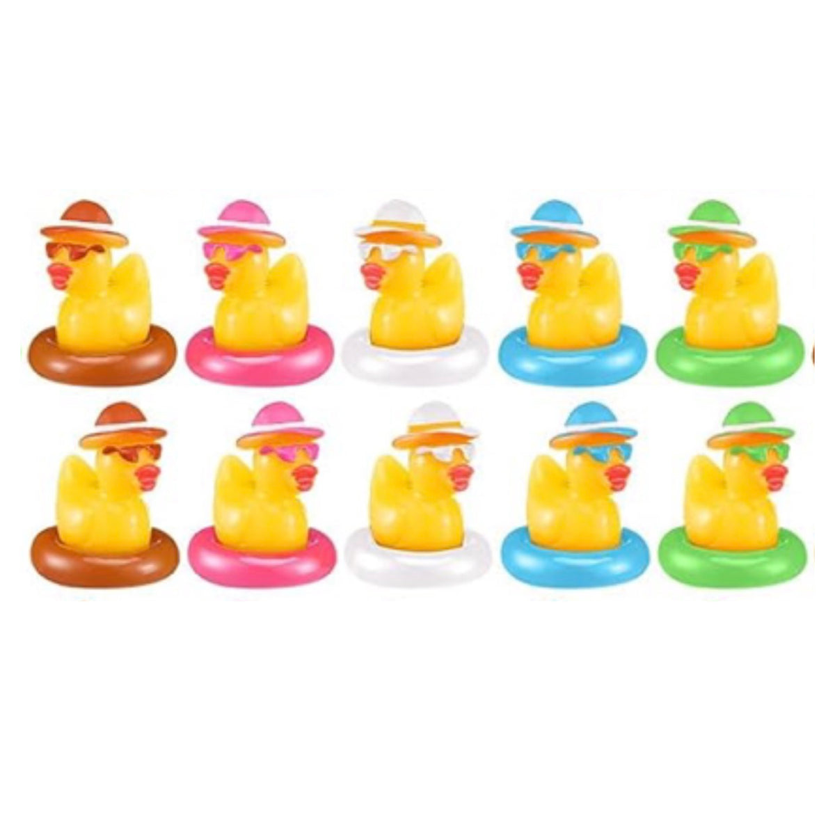 A0-Set of 10, Pool Time Floats Themed Mini Resin Ducks, Magnetic or Non-Magnetic, Optional Personalized Duck Hiding Tags