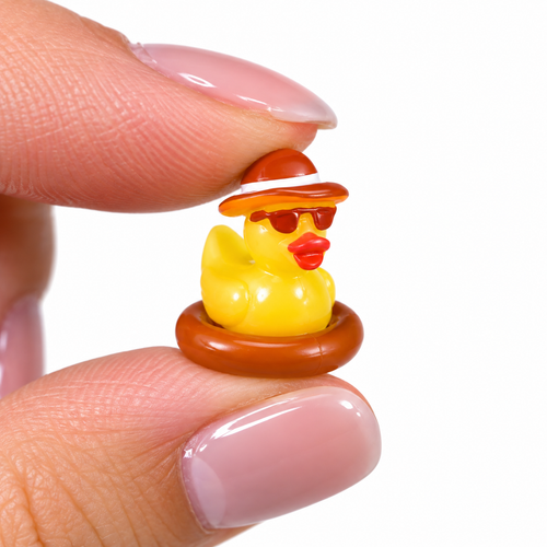 A0-Set of 10, Pool Time Floats Themed Mini Resin Ducks, Magnetic or Non-Magnetic, Optional Personalized Duck Hiding Tags