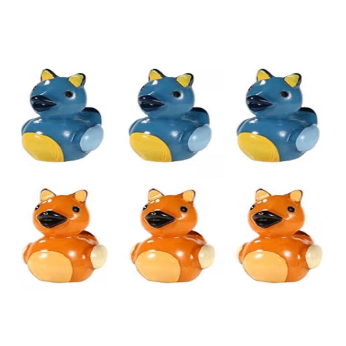 Set of 6, Orange Blue Cat Themed Mini Resin Ducks, Magnetic or Non-Magnetic, Optional Personalized Duck Hiding Tags