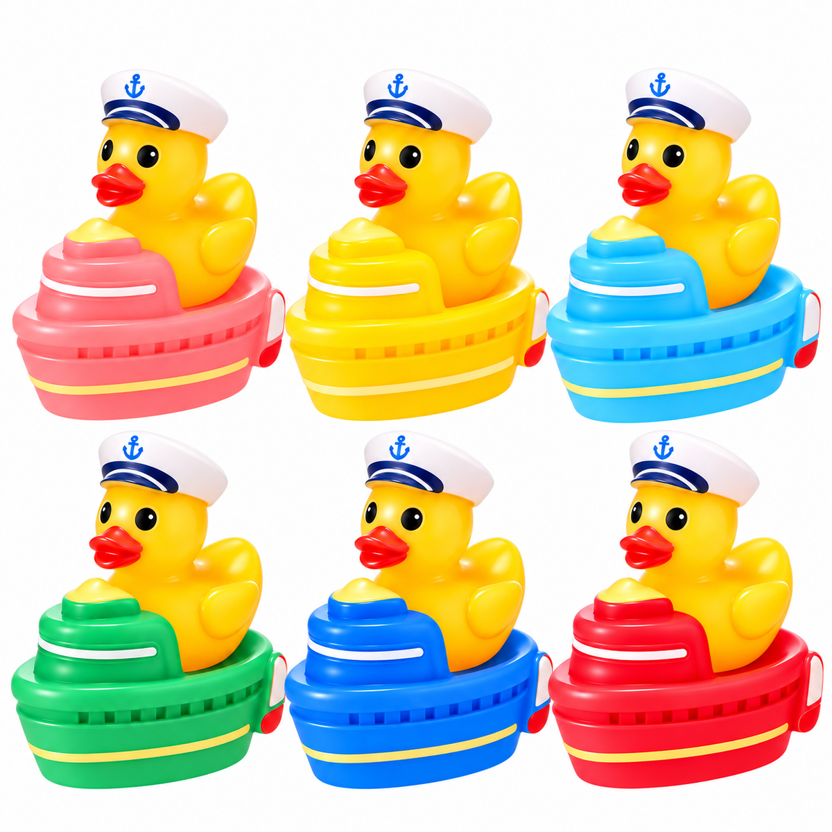 Set of 6, Colorful Sailor Ship Themed Mini Resin Ducks, Magnetic or Non-Magnetic, Optional Personalized Duck Hiding Tags