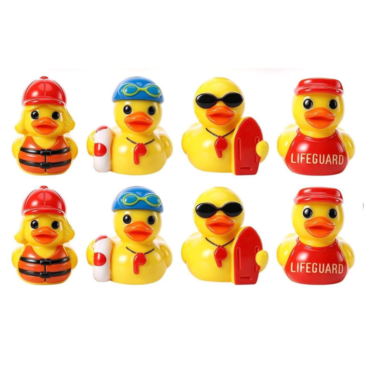 Set of 8, Lifeguard Themed Mini Resin Ducks, Magnetic or Non-Magnetic, Optional Personalized Duck Hiding Tags