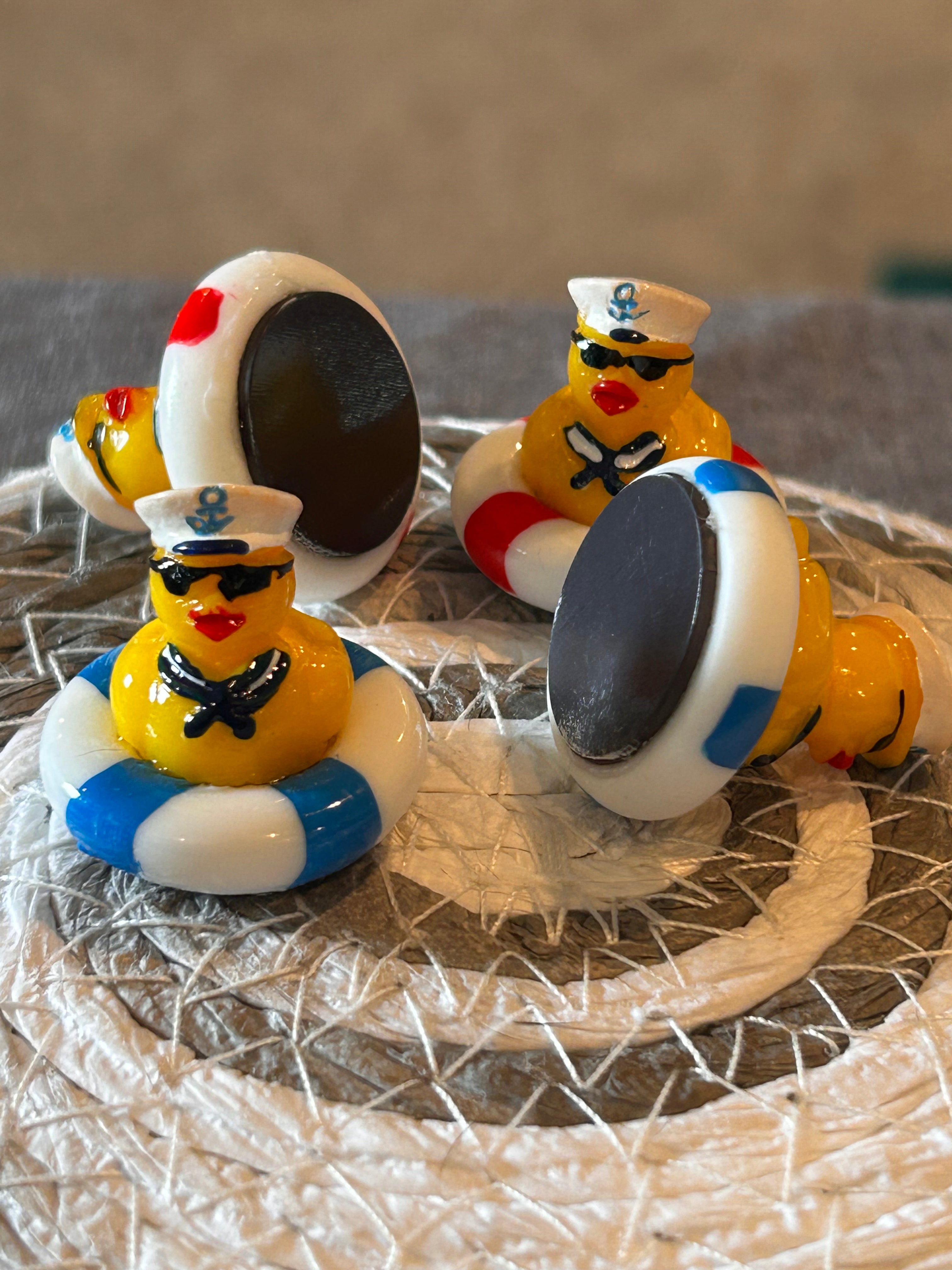 Sailor Duck Magnet Set of 4, Handmade Mini Cruise Duck Magnets, Nautical Duck Gift, Cruise Lover Gift