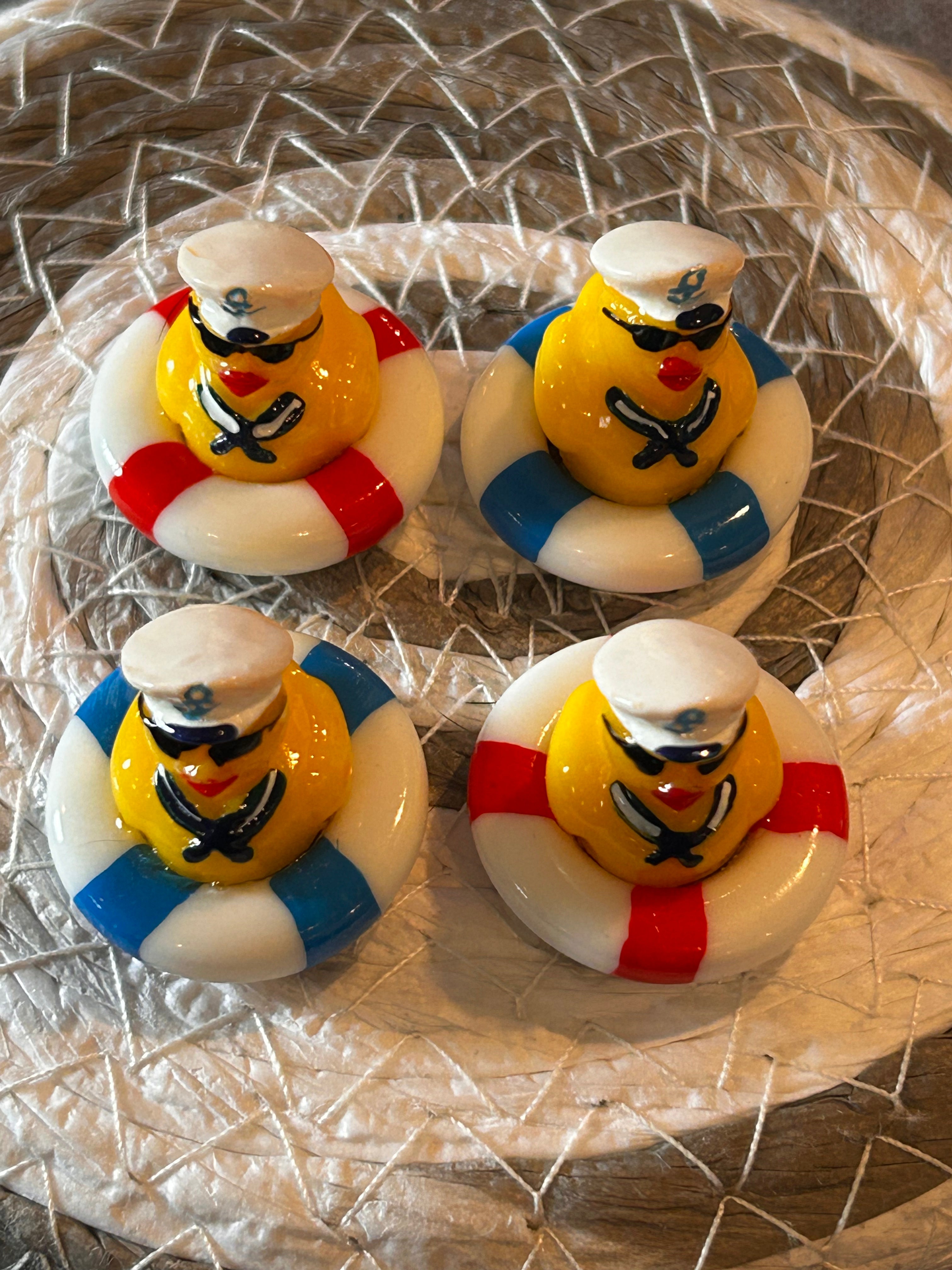 Sailor Duck Magnet Set of 4, Handmade Mini Cruise Duck Magnets, Nautical Duck Gift, Cruise Lover Gift