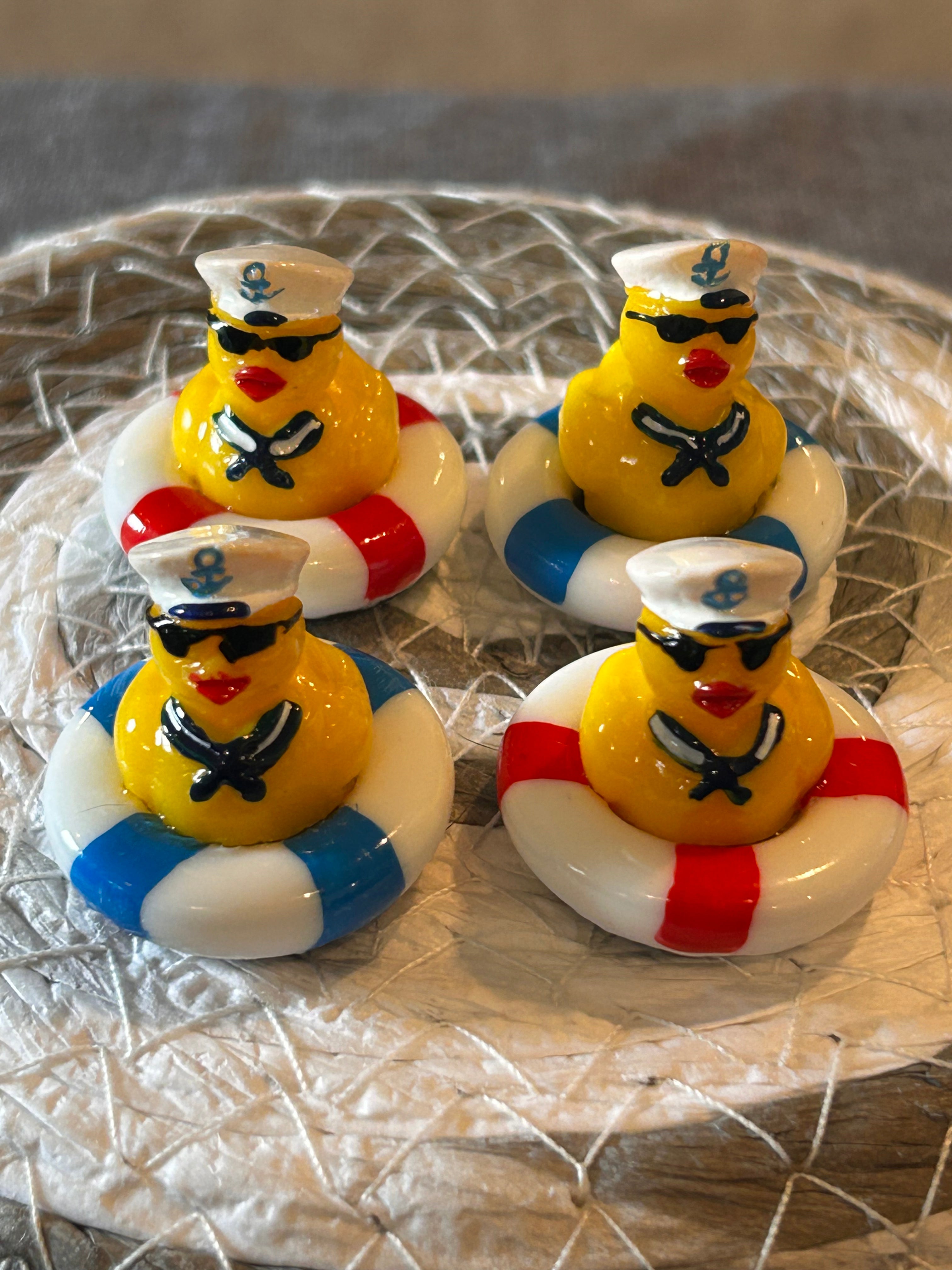 Sailor Duck Magnet Set of 4, Handmade Mini Cruise Duck Magnets, Nautical Duck Gift, Cruise Lover Gift