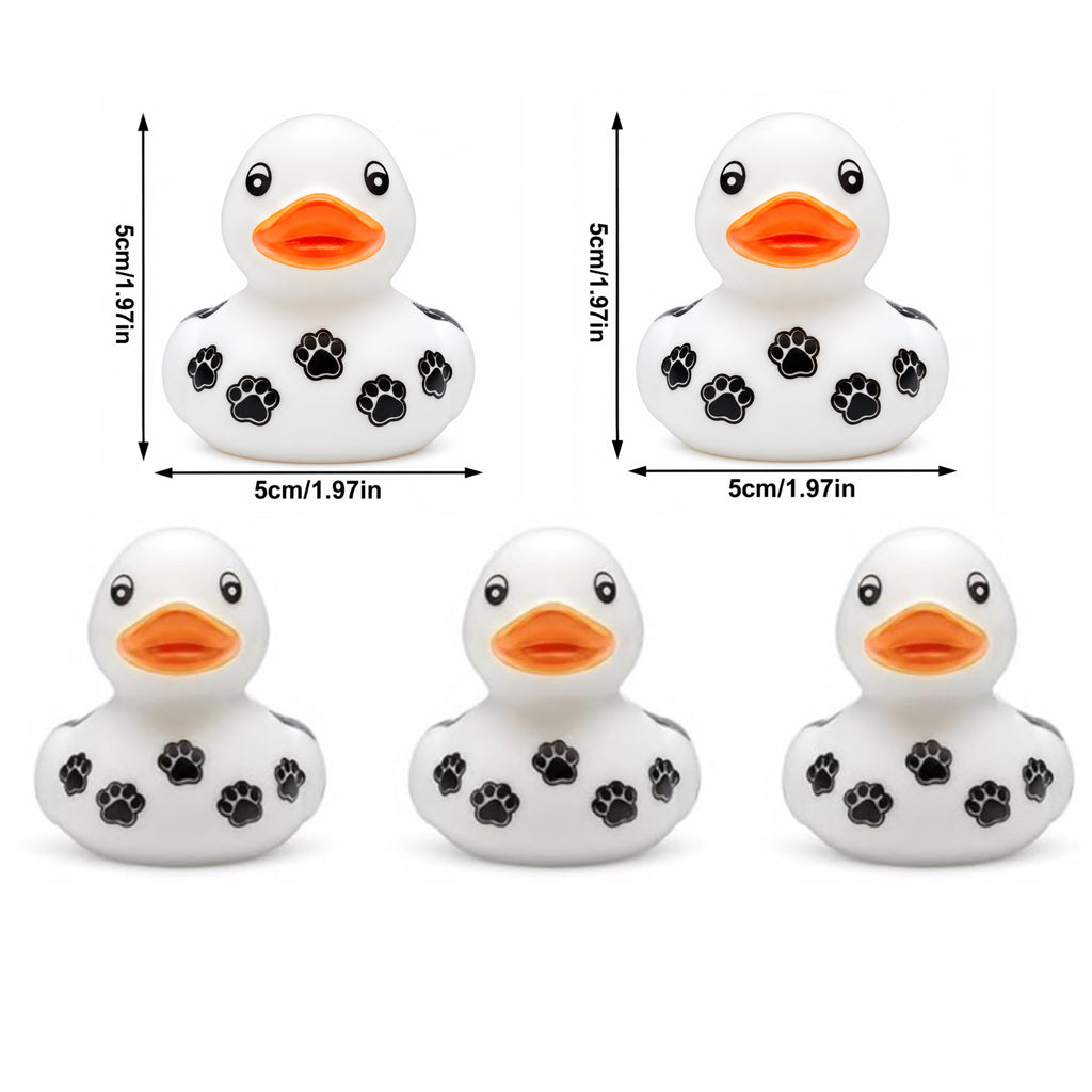PAW PRINT Rubber Duck Gift Set of 5 | 2 Inch Ducks with Organza Bags & Ducked Cards | Ready to Gift & Hide | Duck Exchange Favors