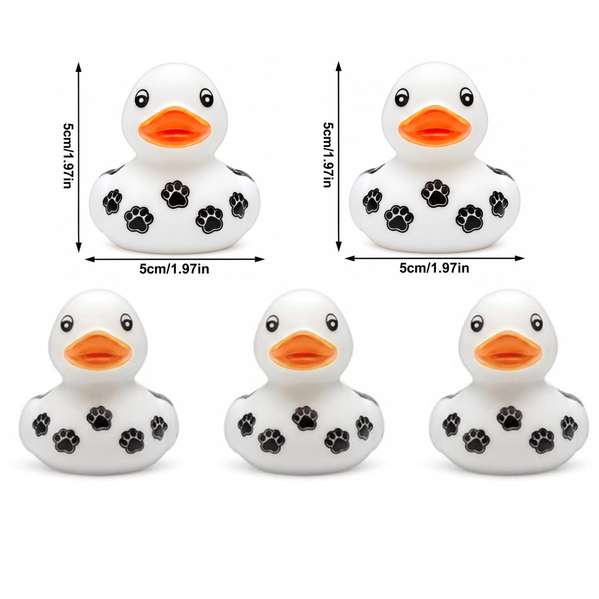 PAW PRINT Rubber Duck Gift Set of 5 | 2 Inch Ducks with Organza Bags & Ducked Cards | Ready to Gift & Hide | Duck Exchange Favors