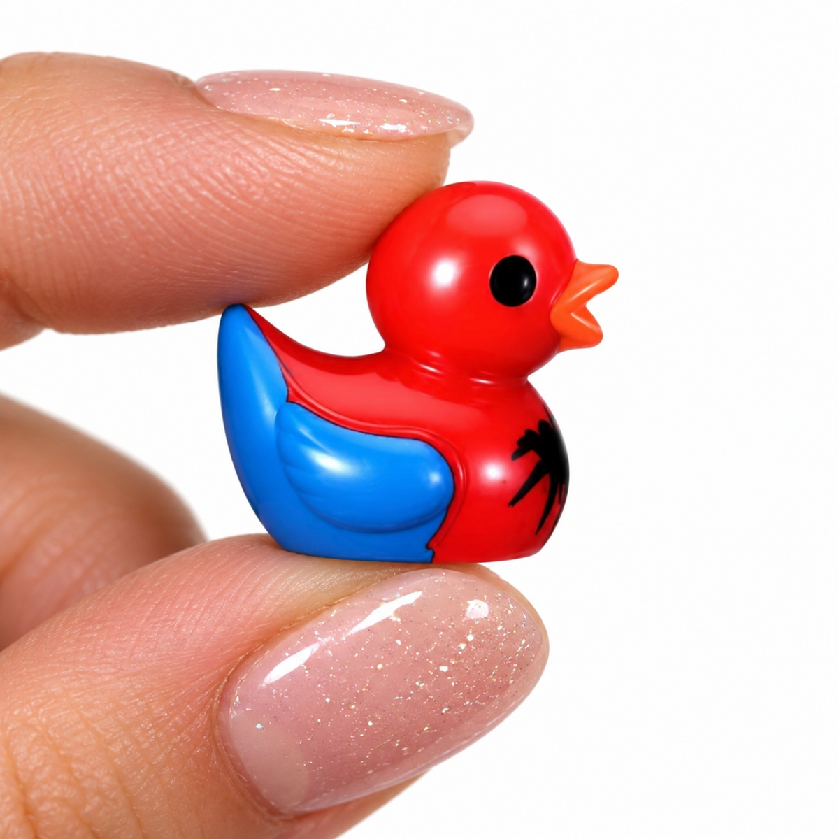Set of 6, Spider Man Themed Mini Resin Ducks, Magnetic or Non-Magnetic, Optional Personalized Duck Hiding Tags l