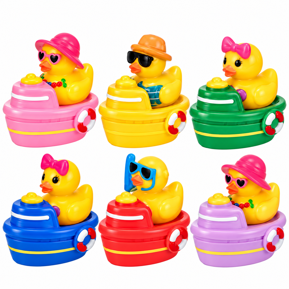 Set of 6, Colorful Fun Ship Themed Mini Resin Ducks, Magnetic or Non-Magnetic, Optional Personalized Duck Hiding Tags