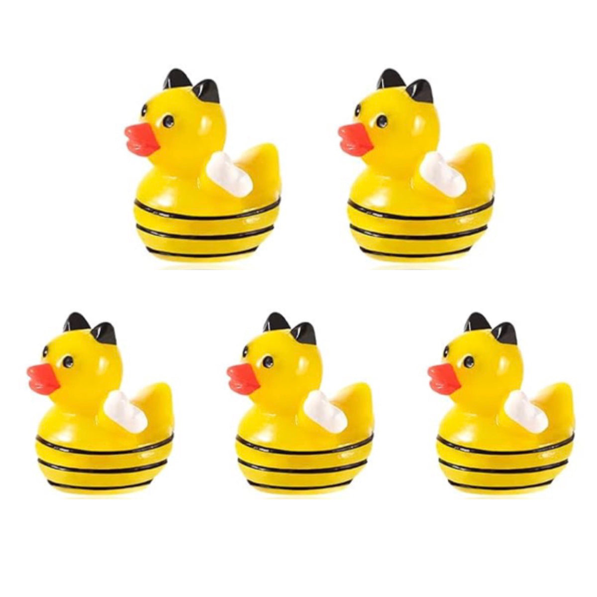 Set of 5, Honey Bee Themed Mini Resin Ducks, Magnetic or Non-Magnetic, Optional Personalized Duck Hiding Tags