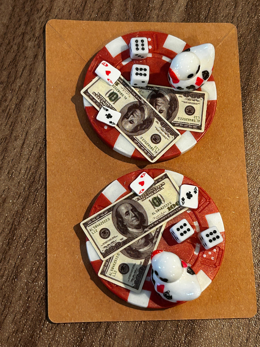 2pc Set Red & White Magnetic Mini Resin Duck Poker Chips, Casino Duck Magnets, Poker Night Decor, Mini Duck Collectible, Casino Lover Gift