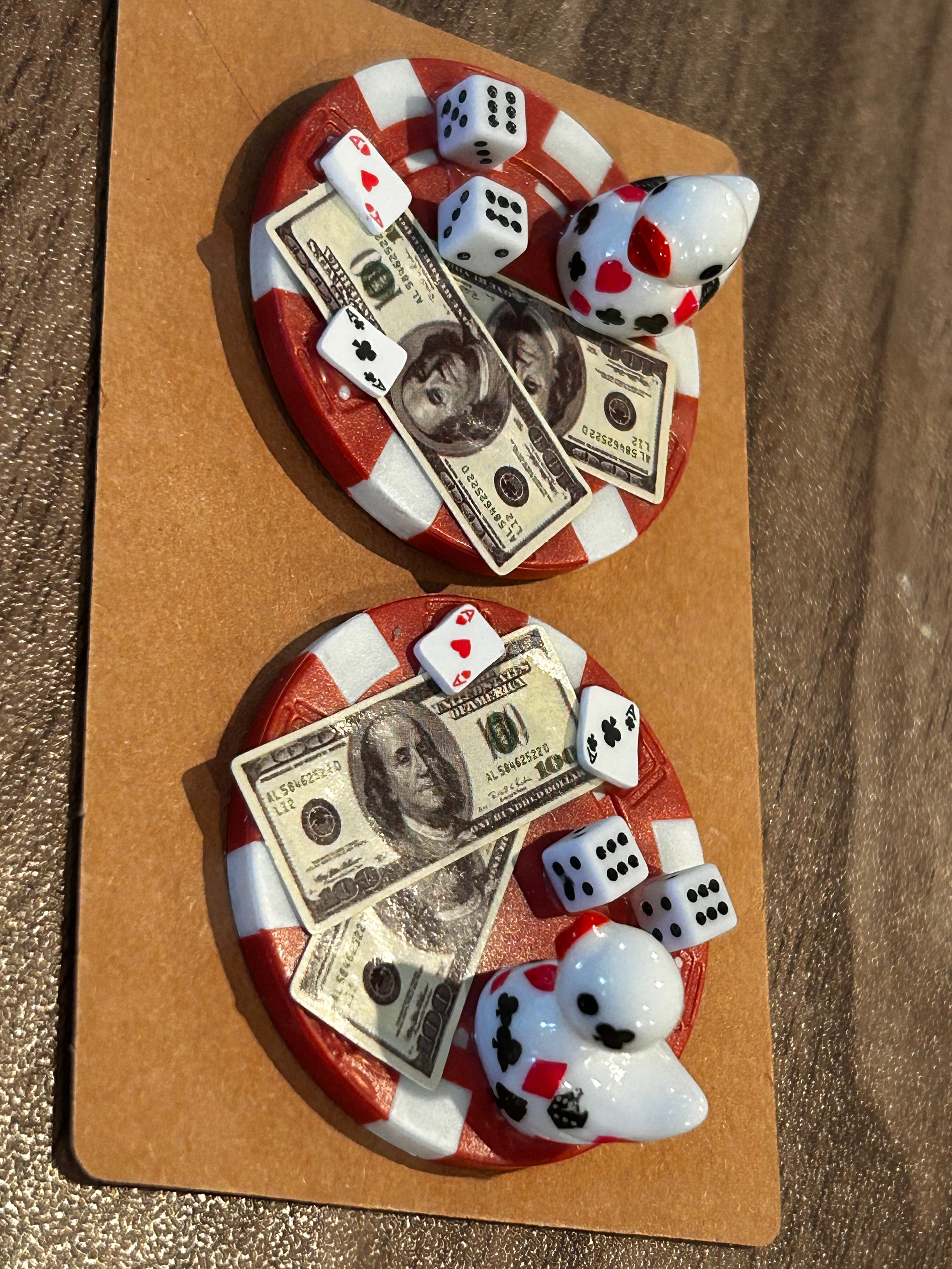 2pc Set Red & White Magnetic Mini Resin Duck Poker Chips, Casino Duck Magnets, Poker Night Decor, Mini Duck Collectible, Casino Lover Gift