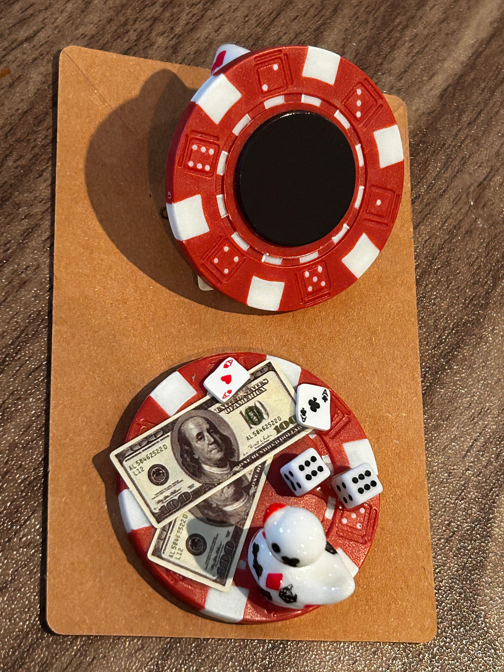 2pc Set Red & White Magnetic Mini Resin Duck Poker Chips, Casino Duck Magnets, Poker Night Decor, Mini Duck Collectible, Casino Lover Gift