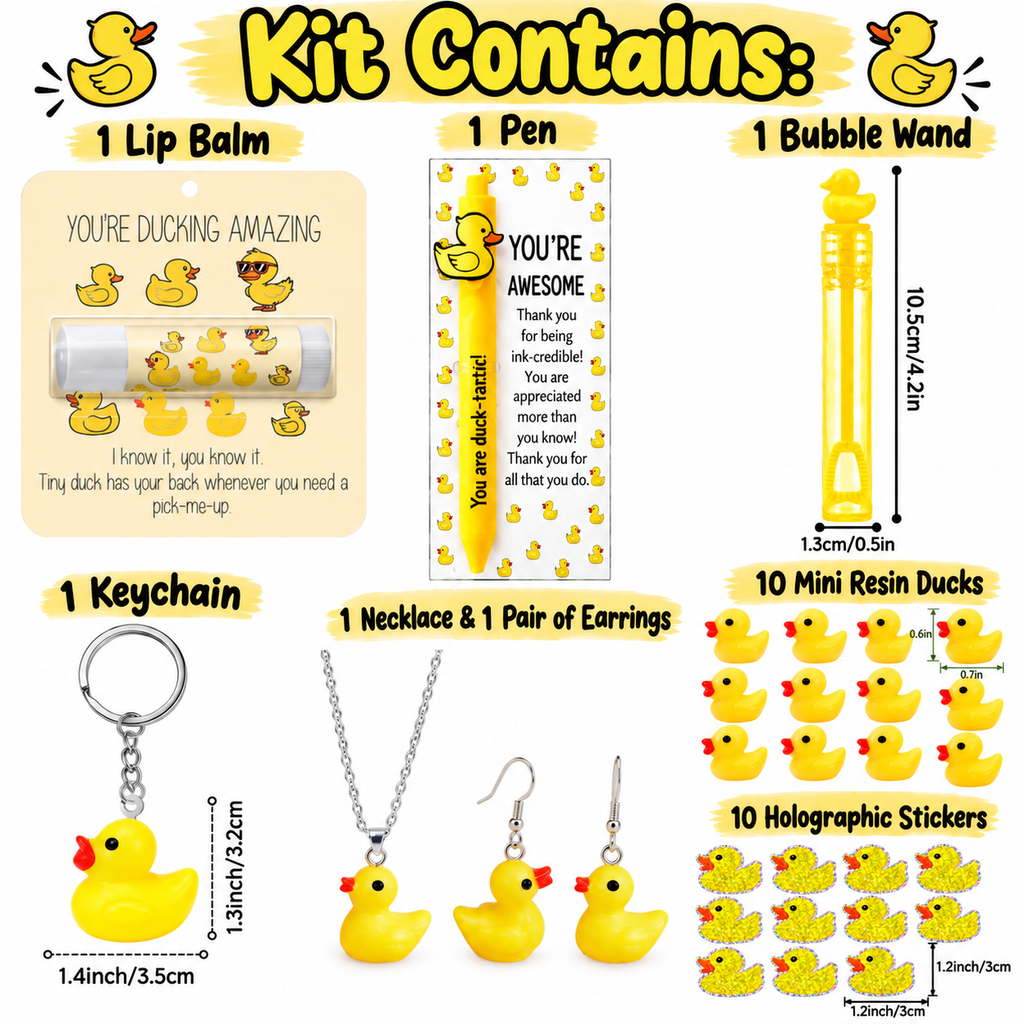 Limited Edition Ducking Awesome Duck Gift Kit, Yellow Rubber Duck Accessories & Jewelry Set