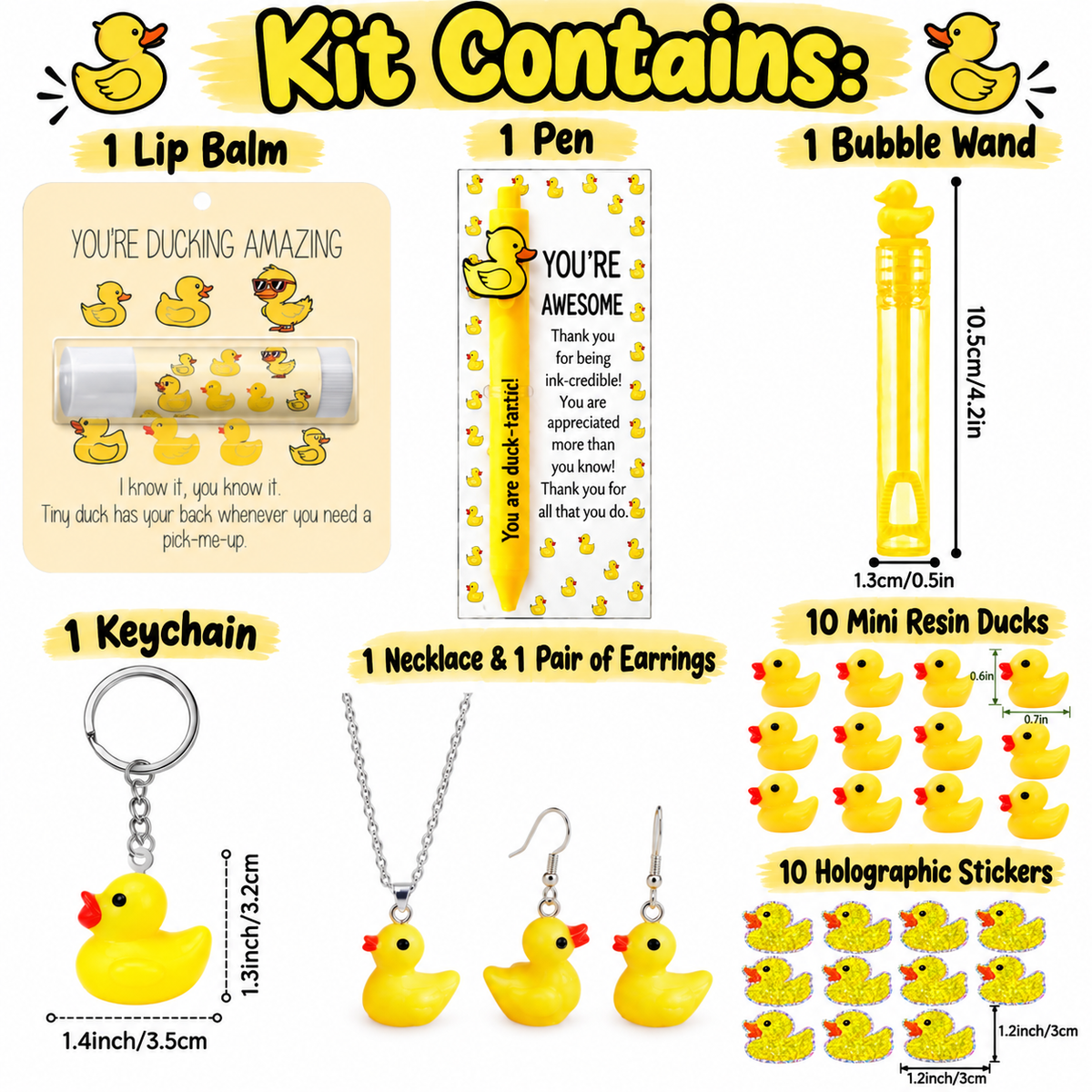 Limited Edition Ducking Awesome Duck Gift Kit, Yellow Rubber Duck Accessories & Jewelry Set