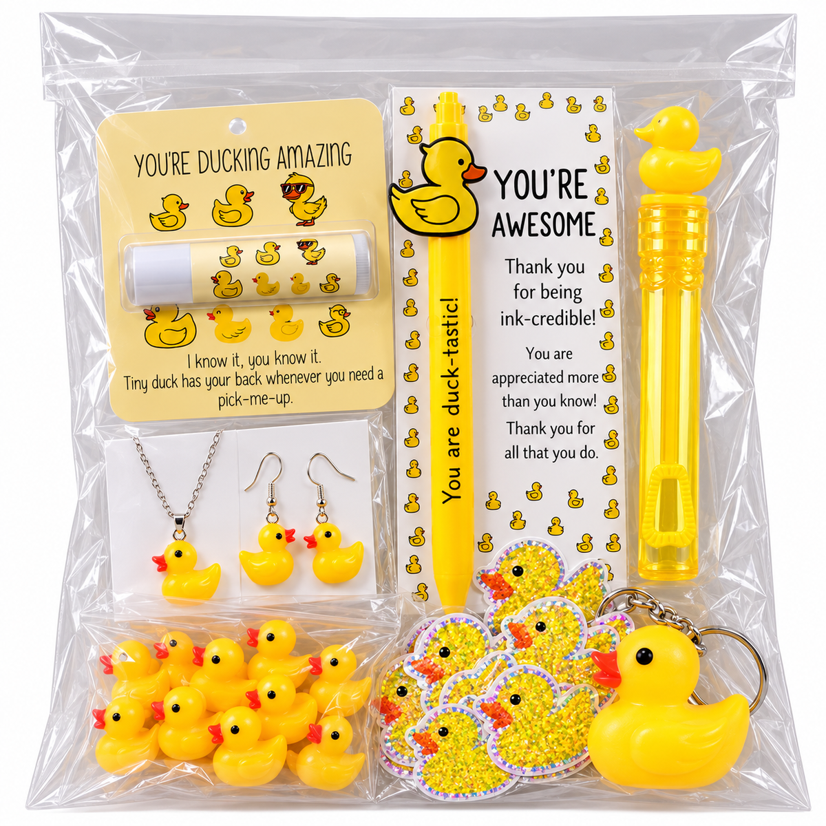 Limited Edition Ducking Awesome Duck Gift Kit, Yellow Rubber Duck Accessories & Jewelry Set