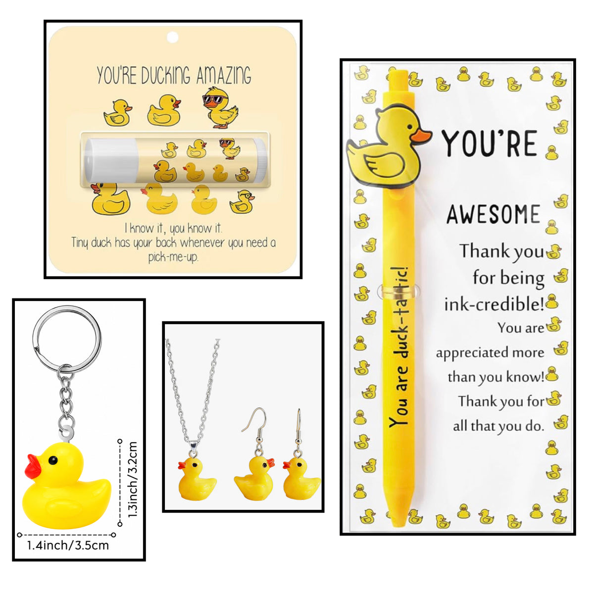 Limited Edition Ducking Awesome Duck Gift Kit, Yellow Rubber Duck Accessories & Jewelry Set