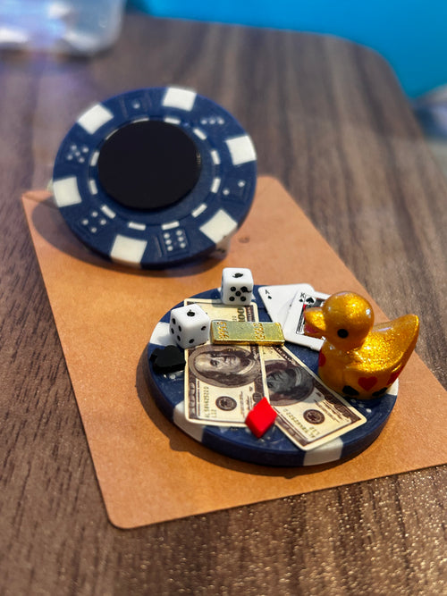 2pc Set Blue & Gold Magnetic Mini Resin Duck Poker Chips, Casino Duck Magnets, Poker Night Decor, Mini Duck Collectibles, Casino Lover Gif