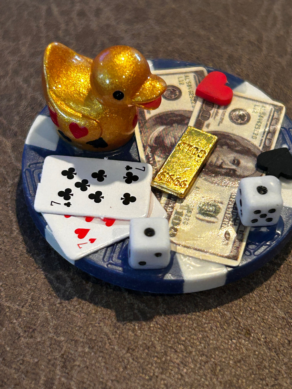 2pc Set Blue & Gold Magnetic Mini Resin Duck Poker Chips, Casino Duck Magnets, Poker Night Decor, Mini Duck Collectibles, Casino Lover Gif