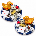 2pc Set Blue & Gold Magnetic Mini Resin Duck Poker Chips, Casino Duck Magnets, Poker Night Decor, Mini Duck Collectibles, Casino Lover Gif